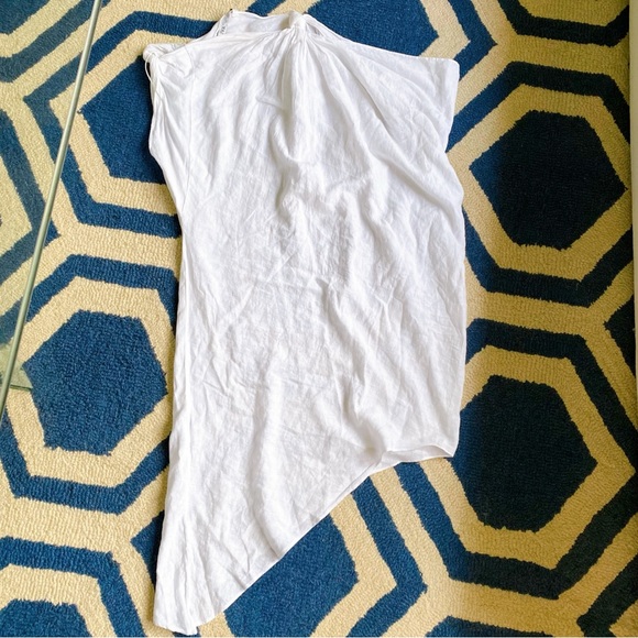🐚 ZARA BOHO WHITE ASYMMETRICAL LINEN DRESS! - Picture 9 of 16